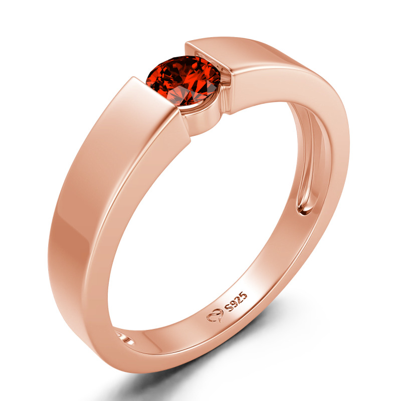 Jeulia Bague de fiançailles Simple Coupe Ronde Hommes Argent Sterling
