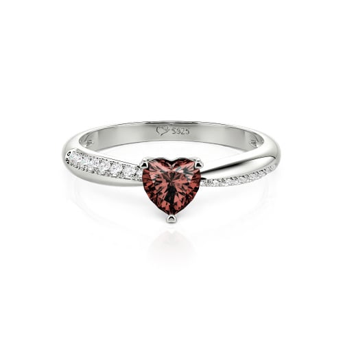 Jeulia Simple Heart Solitaire Custom Engagement Ring Eternity Band