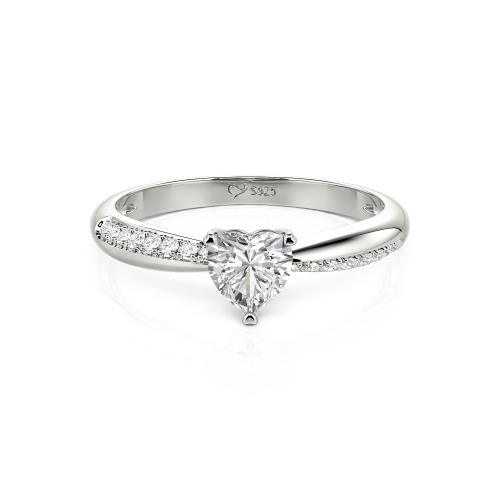 Jeulia Simple Heart Solitaire Custom Engagement Ring Eternity Band