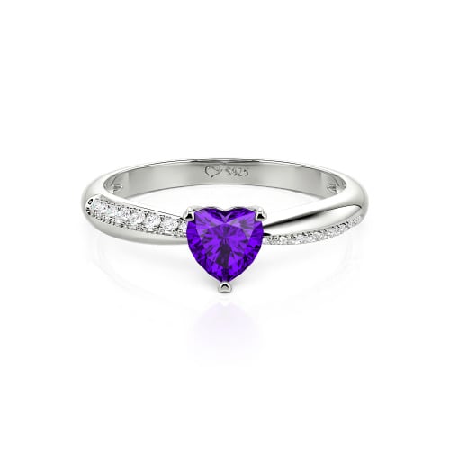 Jeulia Simple Heart Solitaire Custom Engagement Ring Eternity Band