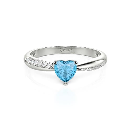 Jeulia Simple Heart Solitaire Custom Engagement Ring Eternity Band