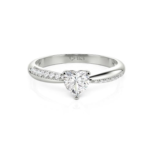 Jeulia Simple Heart Solitaire Custom Engagement Ring Eternity Band