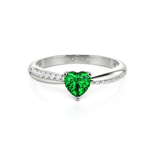 Jeulia Simple Heart Solitaire Custom Engagement Ring Eternity Band