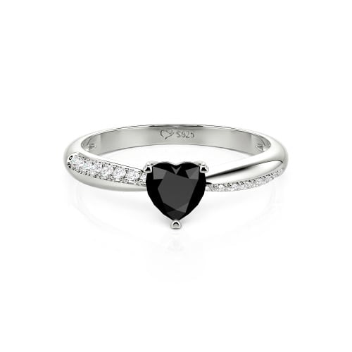 Jeulia Simple Heart Solitaire Custom Engagement Ring Eternity Band
