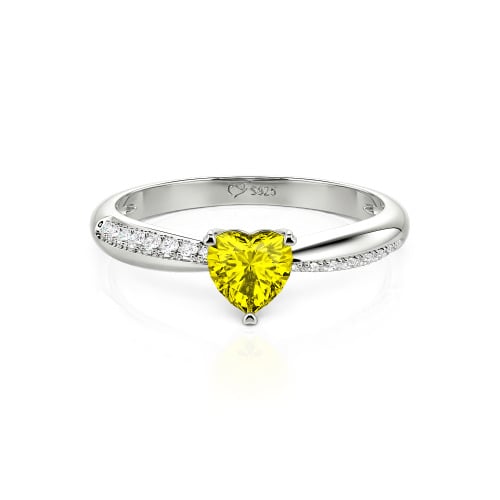 Jeulia Simple Heart Solitaire Custom Engagement Ring Eternity Band