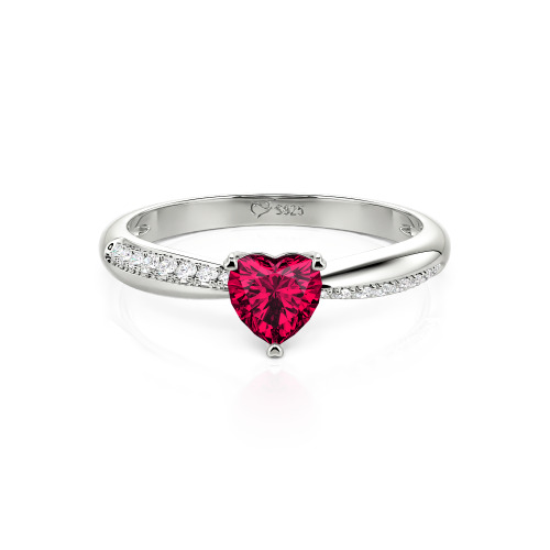 Jeulia Simple Heart Solitaire Custom Engagement Ring Eternity Band