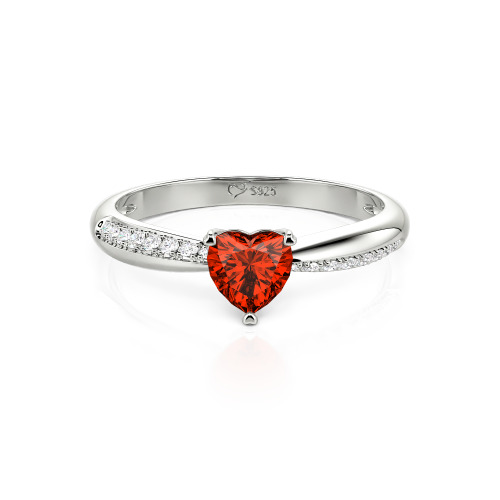 Jeulia Simple Heart Solitaire Custom Engagement Ring Eternity Band