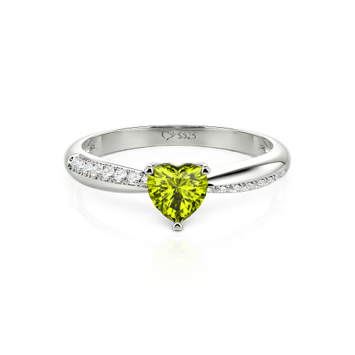 Jeulia Simple Heart Solitaire Custom Engagement Ring Eternity Band