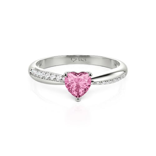 Jeulia Simple Heart Solitaire Custom Engagement Ring Eternity Band