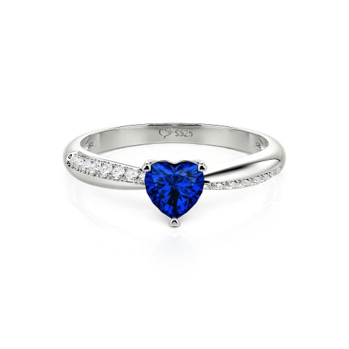 Jeulia Simple Heart Solitaire Custom Engagement Ring Eternity Band