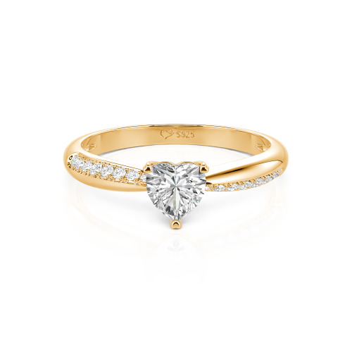 Jeulia Simple Heart Solitaire Custom Engagement Ring Eternity Band