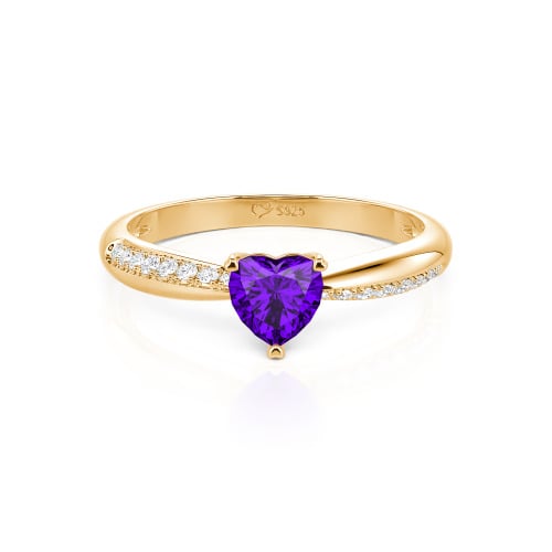 Jeulia Simple Heart Solitaire Custom Engagement Ring Eternity Band