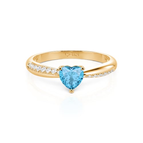 Jeulia Simple Heart Solitaire Custom Engagement Ring Eternity Band