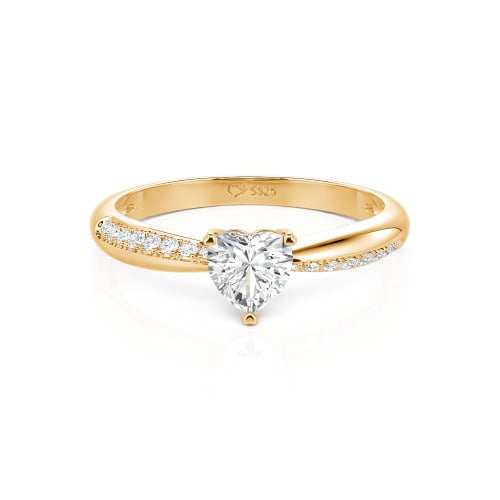 Jeulia Simple Heart Solitaire Custom Engagement Ring Eternity Band