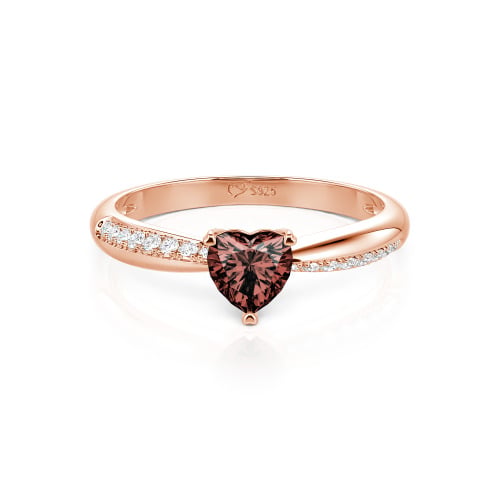 Jeulia Simple Heart Solitaire Custom Engagement Ring Eternity Band
