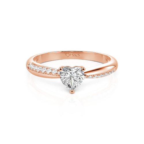 Jeulia Simple Heart Solitaire Custom Engagement Ring Eternity Band