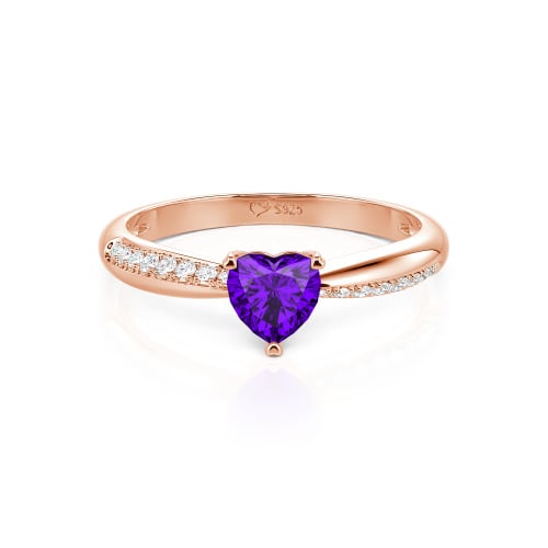 Jeulia Simple Heart Solitaire Custom Engagement Ring Eternity Band