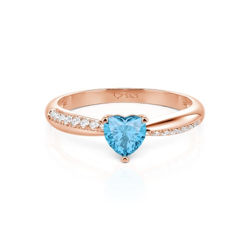 Jeulia Simple Heart Solitaire Custom Engagement Ring Eternity Band