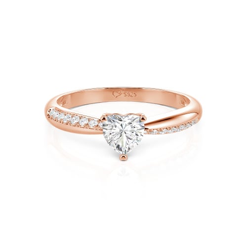Jeulia Simple Heart Solitaire Custom Engagement Ring Eternity Band