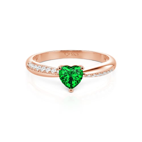 Jeulia Simple Heart Solitaire Custom Engagement Ring Eternity Band