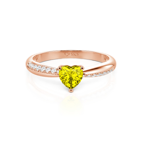 Jeulia Simple Heart Solitaire Custom Engagement Ring Eternity Band