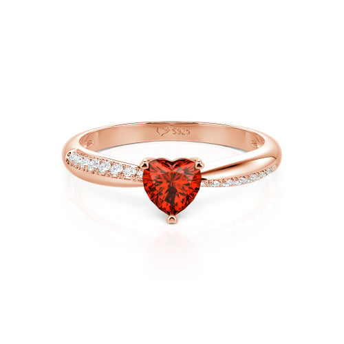 Jeulia Simple Heart Solitaire Custom Engagement Ring Eternity Band