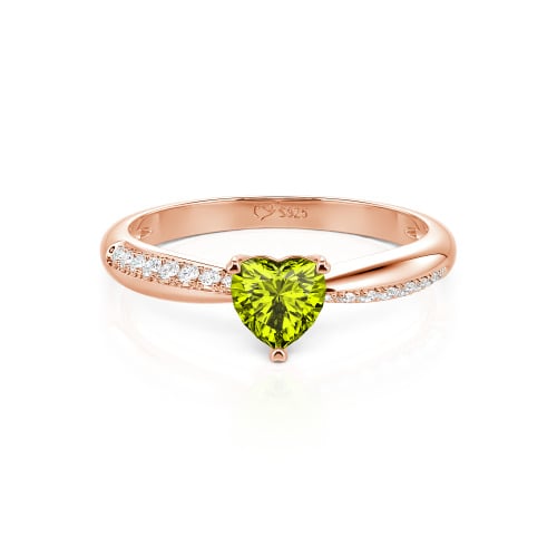 Jeulia Simple Heart Solitaire Custom Engagement Ring Eternity Band