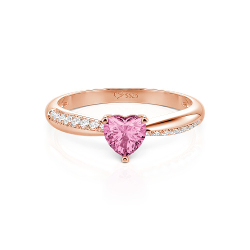 Jeulia Simple Heart Solitaire Custom Engagement Ring Eternity Band