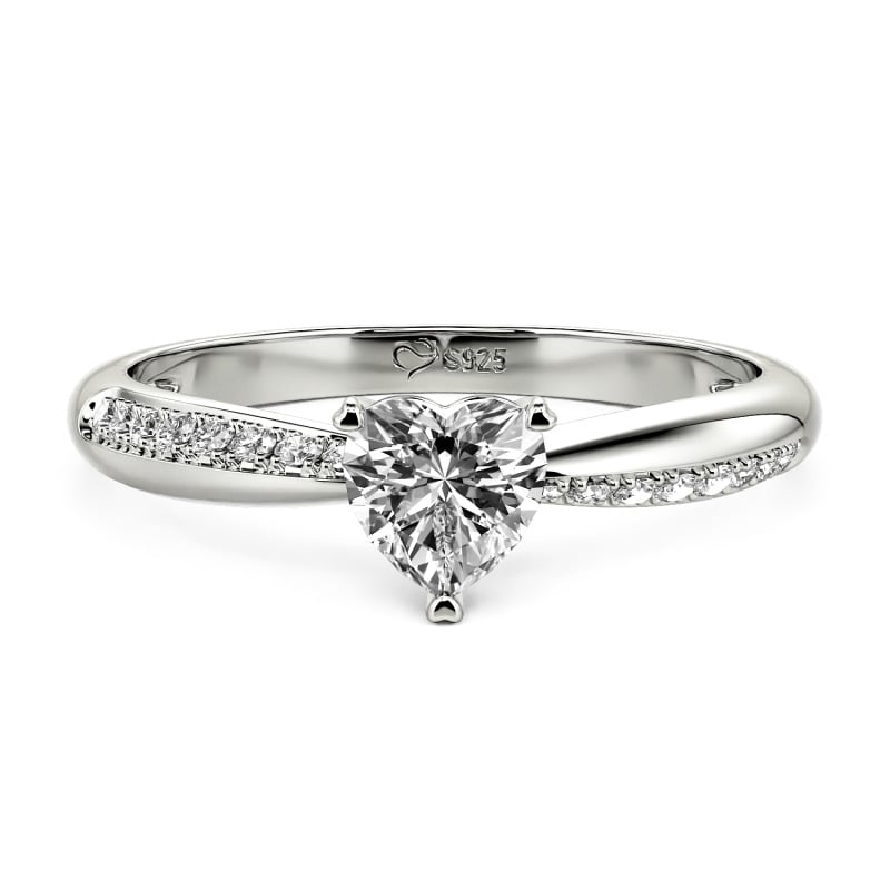 Jeulia Anillo de Compromiso Solitario de Corazón Simple Personalizado para Mujer