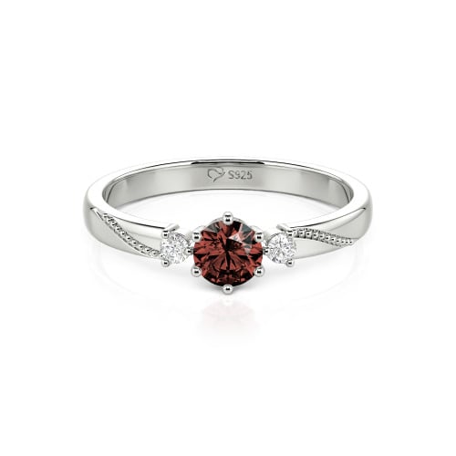 Jeulia Simple Three Stone Promise Ring Milgrain Round Cut Sterling Silver