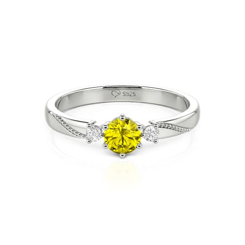Jeulia Simple Three Stone Promise Ring Milgrain Round Cut Sterling Silver