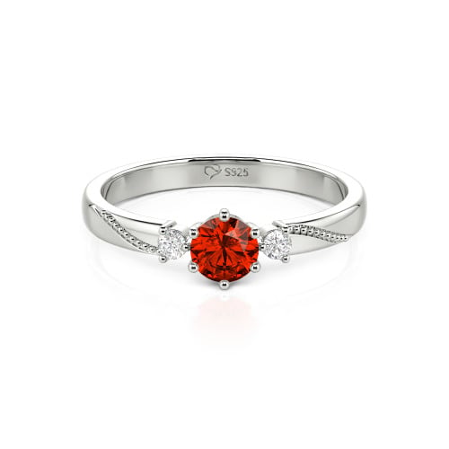 Jeulia Simple Three Stone Promise Ring Milgrain Round Cut Sterling Silver