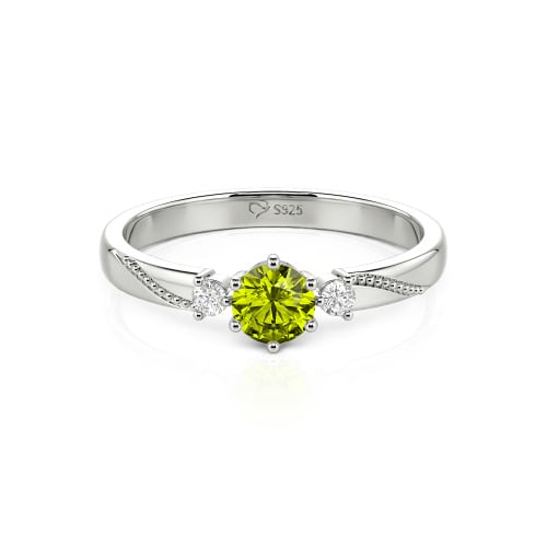 Jeulia Simple Three Stone Promise Ring Milgrain Round Cut Sterling Silver