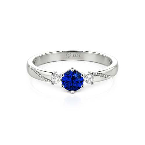 Jeulia Simple Three Stone Promise Ring Milgrain Round Cut Sterling Silver