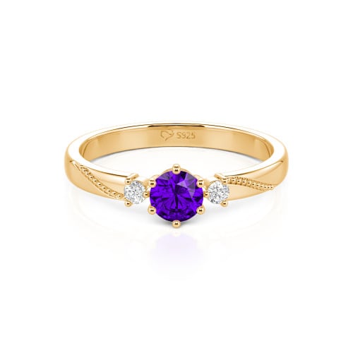 Jeulia Simple Three Stone Promise Ring Milgrain Round Cut Sterling Silver