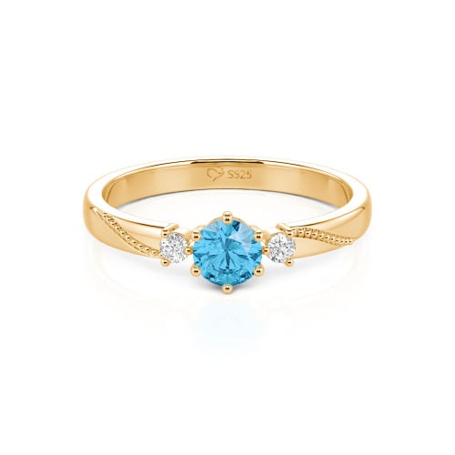 Jeulia Simple Three Stone Promise Ring Milgrain Round Cut Sterling Silver