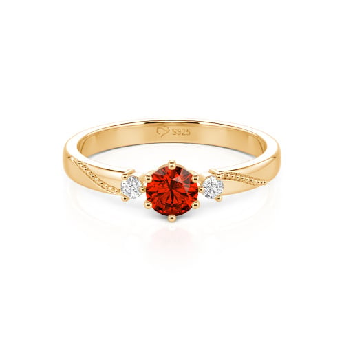 Jeulia Simple Three Stone Promise Ring Milgrain Round Cut Sterling Silver