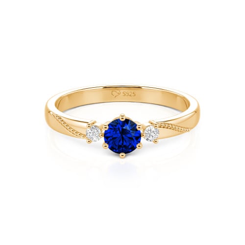 Jeulia Simple Three Stone Promise Ring Milgrain Round Cut Sterling Silver
