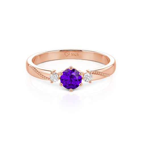 Jeulia Simple Three Stone Promise Ring Milgrain Round Cut Sterling Silver
