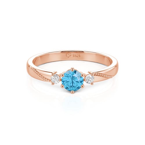 Jeulia Simple Three Stone Promise Ring Milgrain Round Cut Sterling Silver
