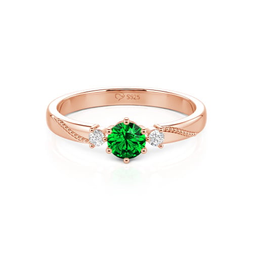 Jeulia Simple Three Stone Promise Ring Milgrain Round Cut Sterling Silver