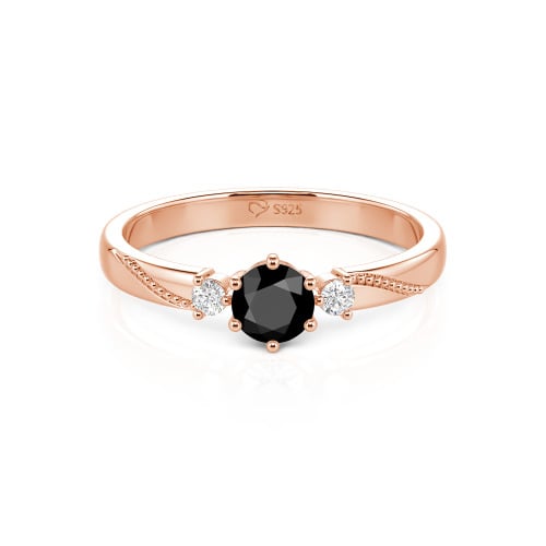 Jeulia Simple Three Stone Promise Ring Milgrain Round Cut Sterling Silver