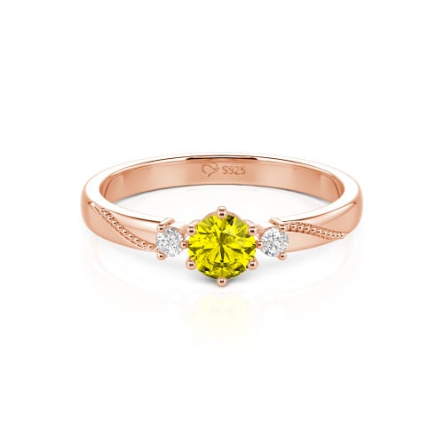 Jeulia Simple Three Stone Promise Ring Milgrain Round Cut Sterling Silver