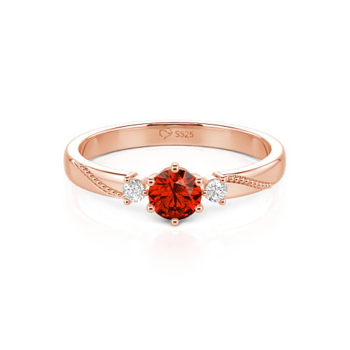 Jeulia Simple Three Stone Promise Ring Milgrain Round Cut Sterling Silver