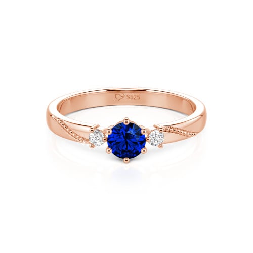 Jeulia Simple Three Stone Promise Ring Milgrain Round Cut Sterling Silver