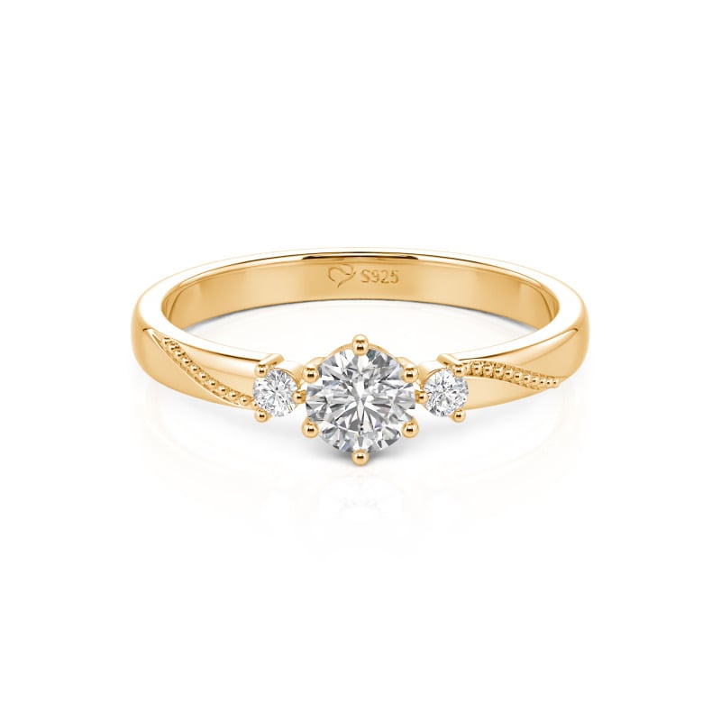 Bague Alliance Moissanite 1,30 Ct Plaqué Or Jaune 14k - Taille Ajustable - Neuf