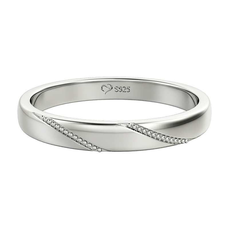 Jeulia Simple Men's Wedding Band Milgrain Sterling Silver