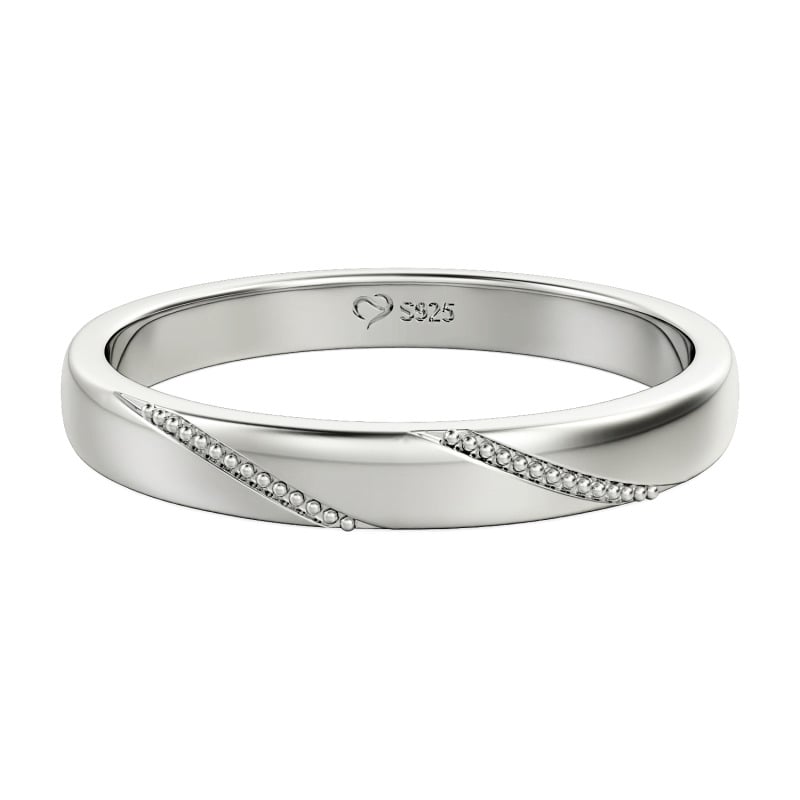 Jeulia Simple Alliances pour hommes Grains de laiton Argent Sterling