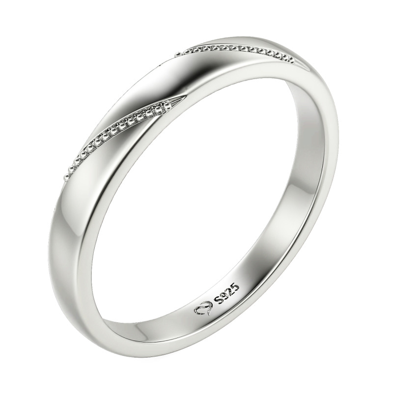 Jeulia Simple Men's Wedding Band Milgrain Sterling Silver