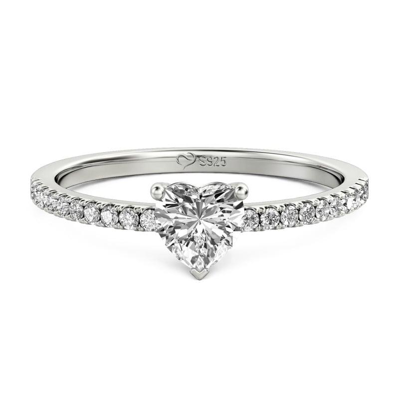 Jeulia Anillo de Compromiso Corazón Simple Personalizado con Argolla de Eternidad